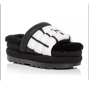 UGG Maxi Slide Logo Women's Slippers Black &‎ White US Size 8